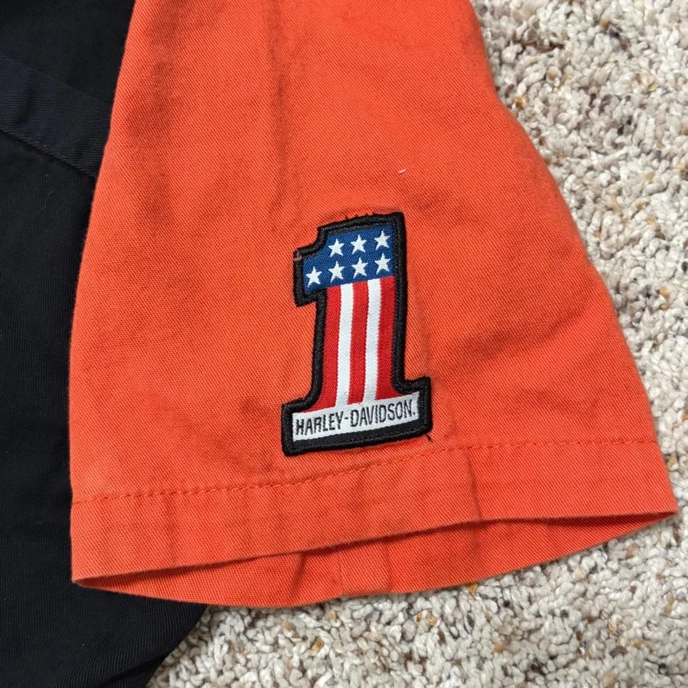 Harley-Davidson‎ Youth Button Front Racing Shirt Black Orange Size 7 Motorcycle